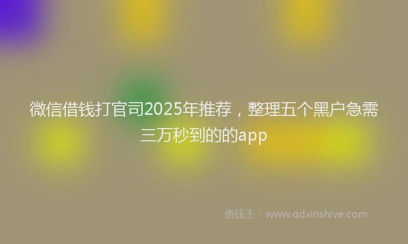 微信借钱打官司2025年推荐，整理五个黑户急需三万秒到的的app