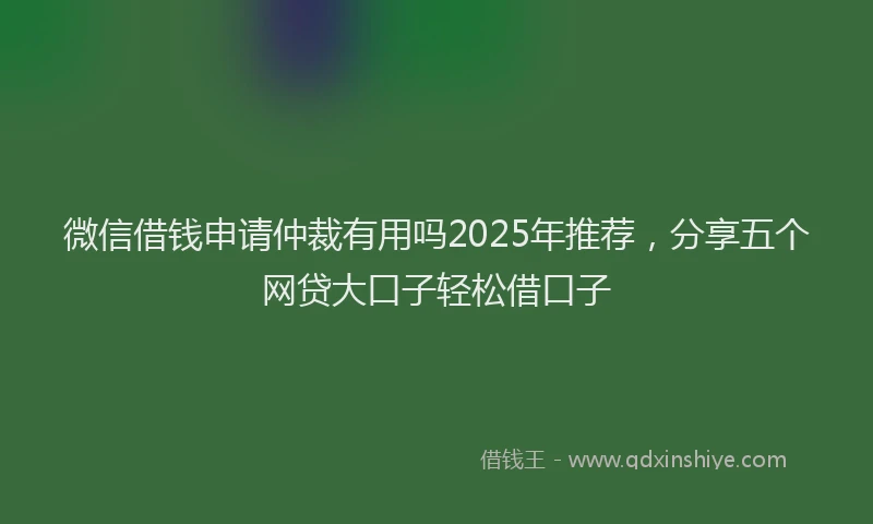 微信借钱申请仲裁有用吗2025年推荐，分享五个网贷大口子轻松借口子