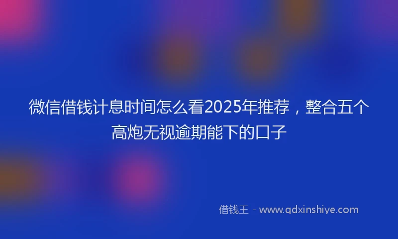 微信借钱计息时间怎么看2025年推荐，整合五个高炮无视逾期能下的口子