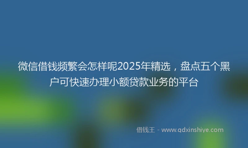 微信借钱频繁会怎样呢2025年精选，盘点五个黑户可快速办理小额贷款业务的平台