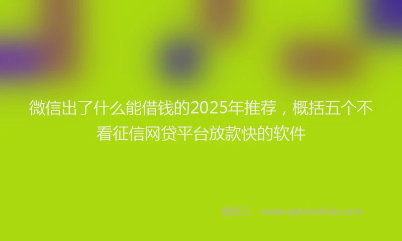 微信出了什么能借钱的2025年推荐，概括五个不看征信网贷平台放款快的软件