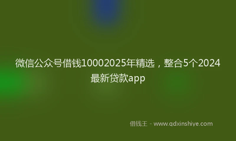 微信公众号借钱10002025年精选，整合5个2024最新贷款app