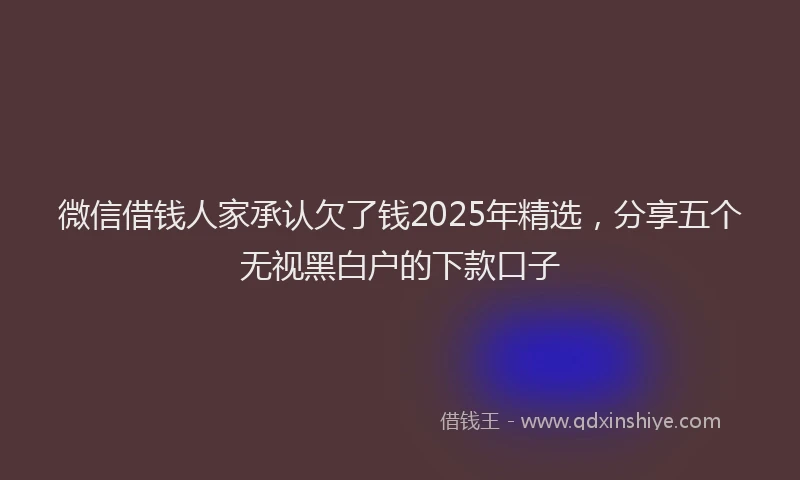 微信借钱人家承认欠了钱2025年精选，分享五个无视黑白户的下款口子