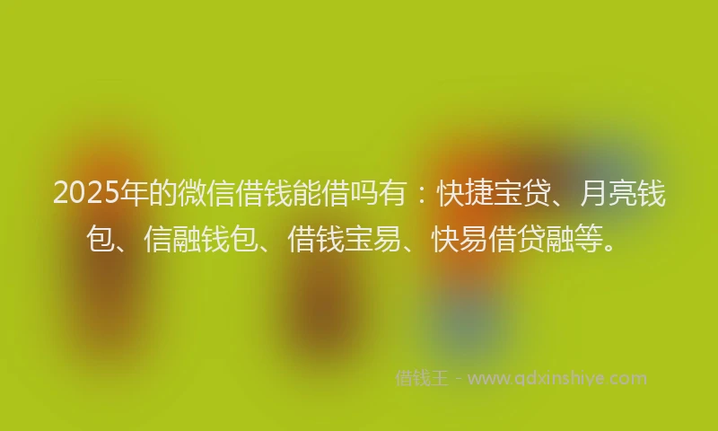 2025年的微信借钱能借吗有：快捷宝贷、月亮钱包、信融钱包、借钱宝易、快易借贷融等。