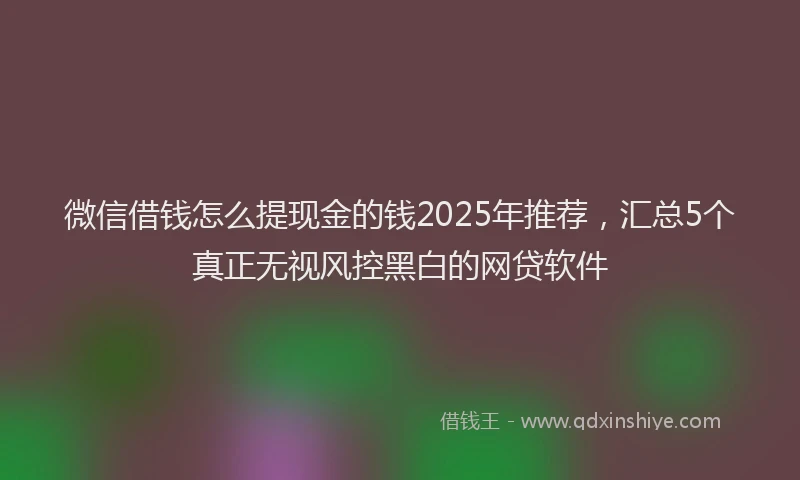 微信借钱怎么提现金的钱2025年推荐，汇总5个真正无视风控黑白的网贷软件