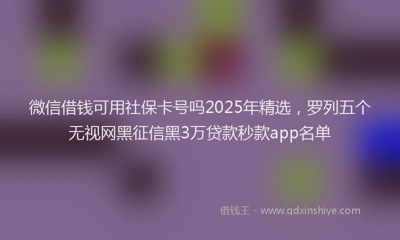 微信借钱可用社保卡号吗2025年精选，罗列五个无视网黑征信黑3万贷款秒款app名单