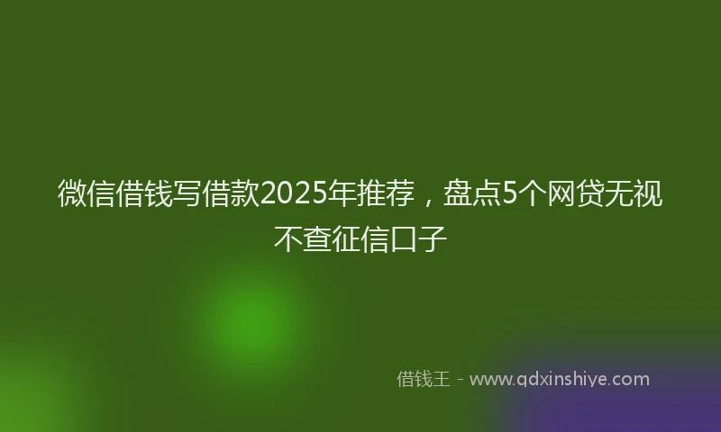 微信借钱写借款2025年推荐，盘点5个网贷无视不查征信口子