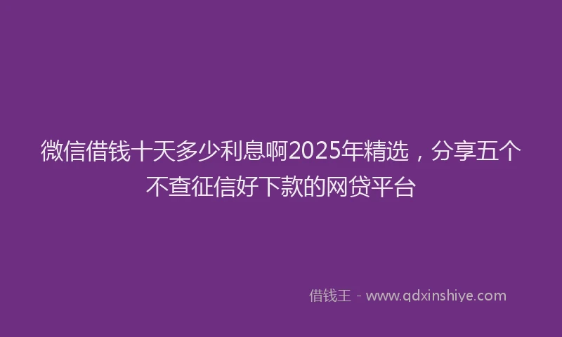 微信借钱十天多少利息啊2025年精选，分享五个不查征信好下款的网贷平台