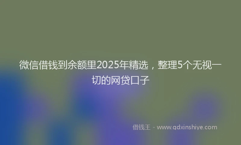 微信借钱到余额里2025年精选，整理5个无视一切的网贷口子