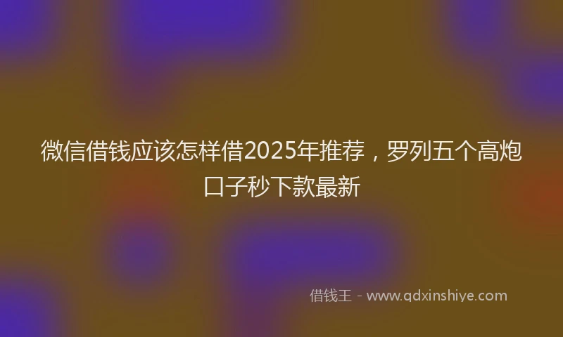 微信借钱应该怎样借2025年推荐，罗列五个高炮口子秒下款最新