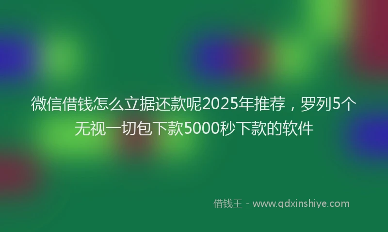 微信借钱怎么立据还款呢2025年推荐，罗列5个无视一切包下款5000秒下款的软件