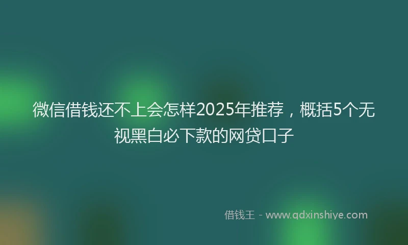 微信借钱还不上会怎样2025年推荐，概括5个无视黑白必下款的网贷口子