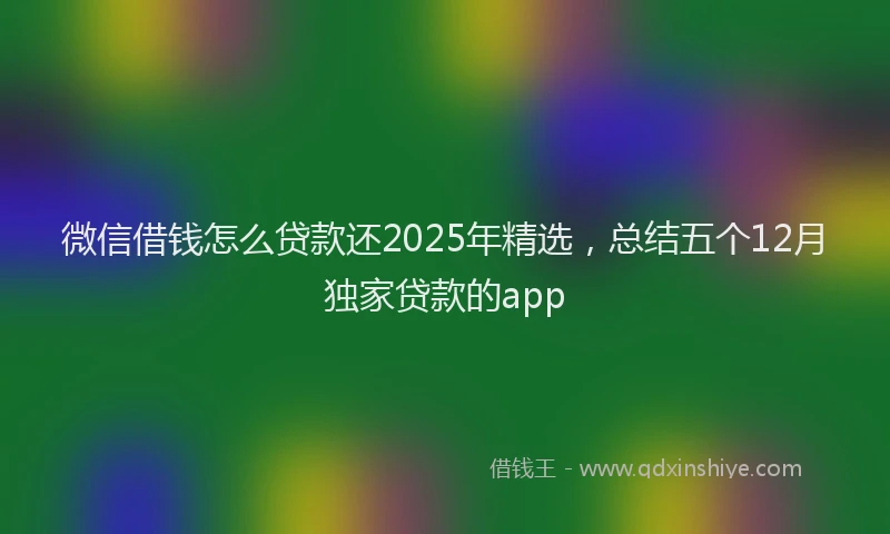 微信借钱怎么贷款还2025年精选，总结五个12月独家贷款的app