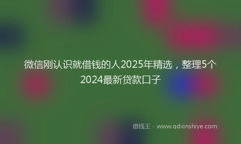 微信刚认识就借钱的人2025年精选，整理5个2024最新贷款口子