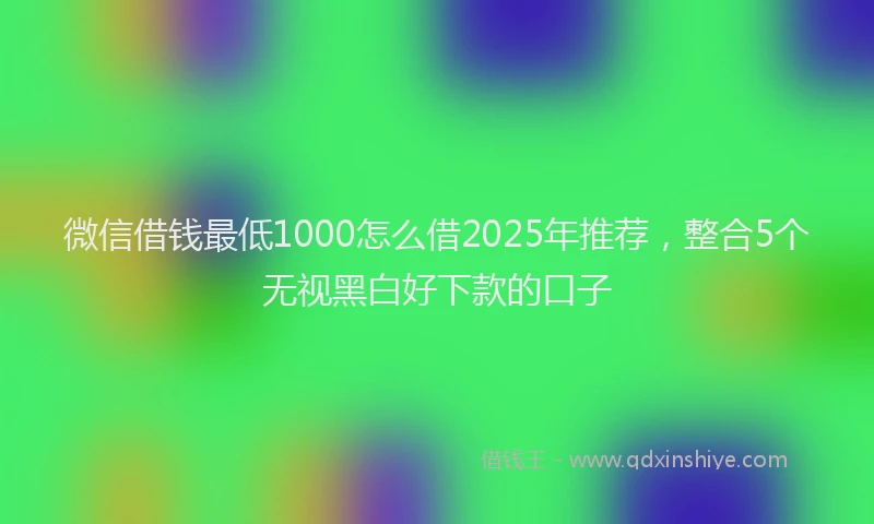 微信借钱最低1000怎么借2025年推荐，整合5个无视黑白好下款的口子
