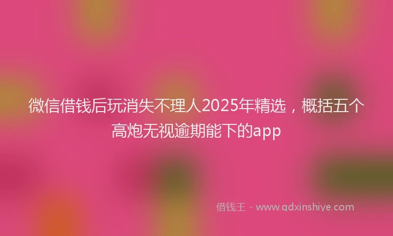 微信借钱后玩消失不理人2025年精选，概括五个高炮无视逾期能下的app