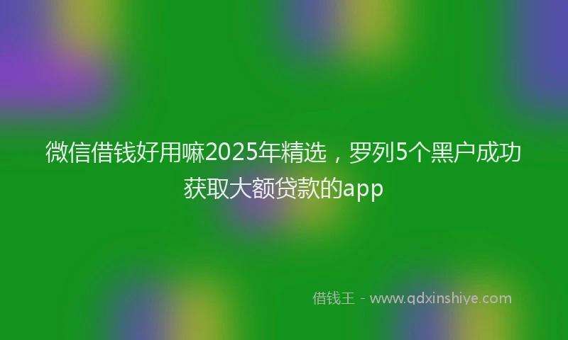微信借钱好用嘛2025年精选，罗列5个黑户成功获取大额贷款的app