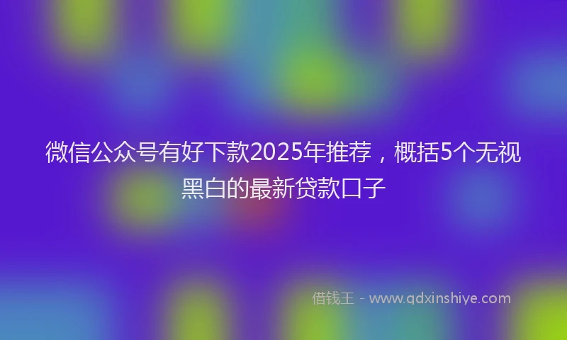微信公众号有好下款2025年推荐，概括5个无视黑白的最新贷款口子