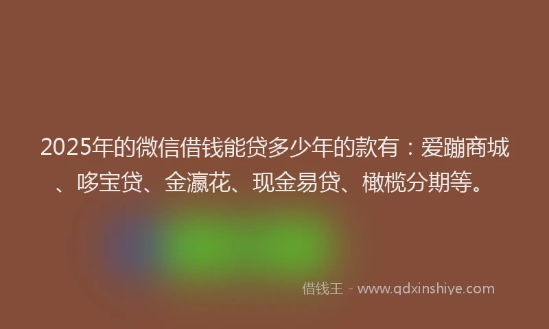 2025年的微信借钱能贷多少年的款有：爱蹦商城、哆宝贷、金瀛花、现金易贷、橄榄分期等。