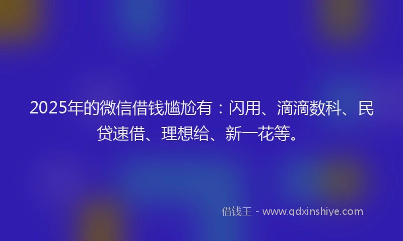 2025年的微信借钱尴尬有：闪用、滴滴数科、民贷速借、理想给、新一花等。