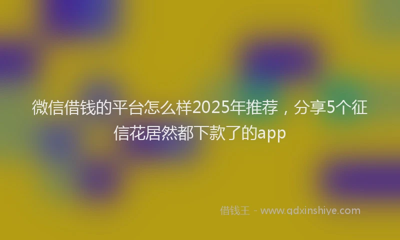 微信借钱的平台怎么样2025年推荐，分享5个征信花居然都下款了的app
