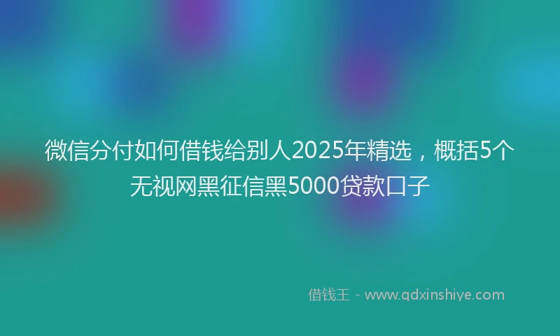 微信分付如何借钱给别人2025年精选，概括5个无视网黑征信黑5000贷款口子