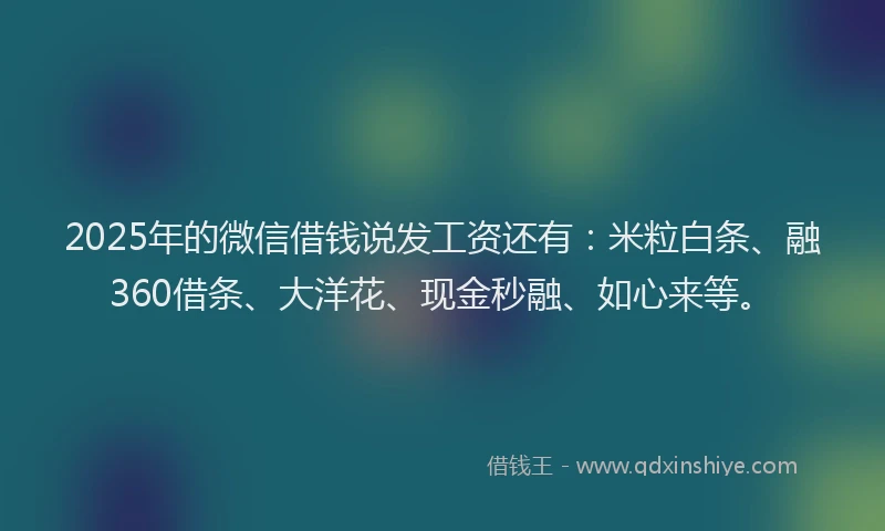 2025年的微信借钱说发工资还有：米粒白条、融360借条、大洋花、现金秒融、如心来等。