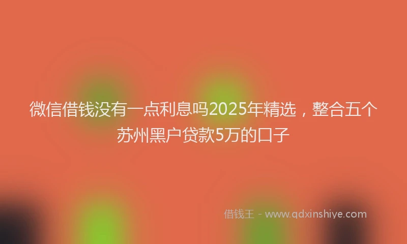 微信借钱没有一点利息吗2025年精选，整合五个苏州黑户贷款5万的口子