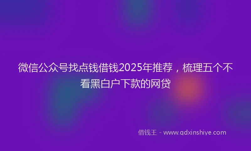 微信公众号找点钱借钱2025年推荐，梳理五个不看黑白户下款的网贷