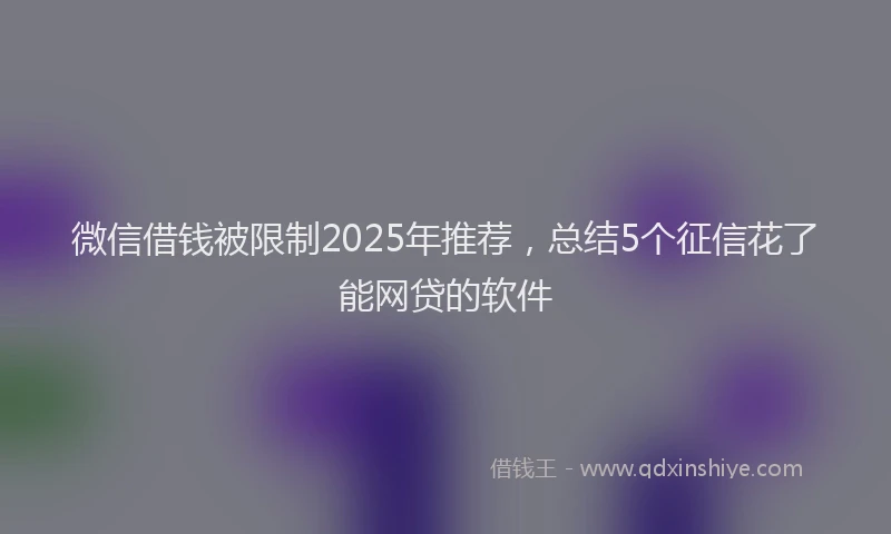 微信借钱被限制2025年推荐，总结5个征信花了能网贷的软件