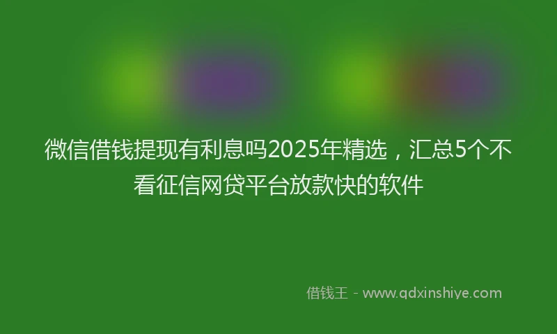 微信借钱提现有利息吗2025年精选，汇总5个不看征信网贷平台放款快的软件