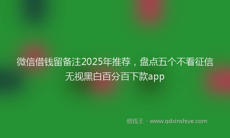 微信借钱留备注2025年推荐，盘点五个不看征信无视黑白百分百下款app