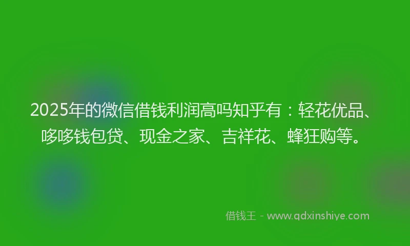 2025年的微信借钱利润高吗知乎有：轻花优品、哆哆钱包贷、现金之家、吉祥花、蜂狂购等。