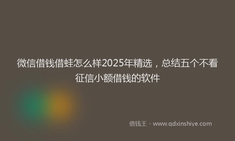 微信借钱借蛙怎么样2025年精选，总结五个不看征信小额借钱的软件
