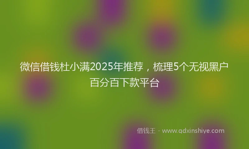 微信借钱杜小满2025年推荐，梳理5个无视黑户百分百下款平台