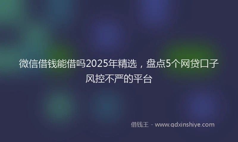 微信借钱能借吗2025年精选，盘点5个网贷口子风控不严的平台