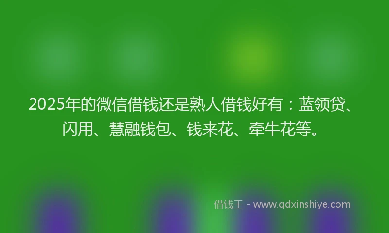 2025年的微信借钱还是熟人借钱好有：蓝领贷、闪用、慧融钱包、钱来花、牵牛花等。
