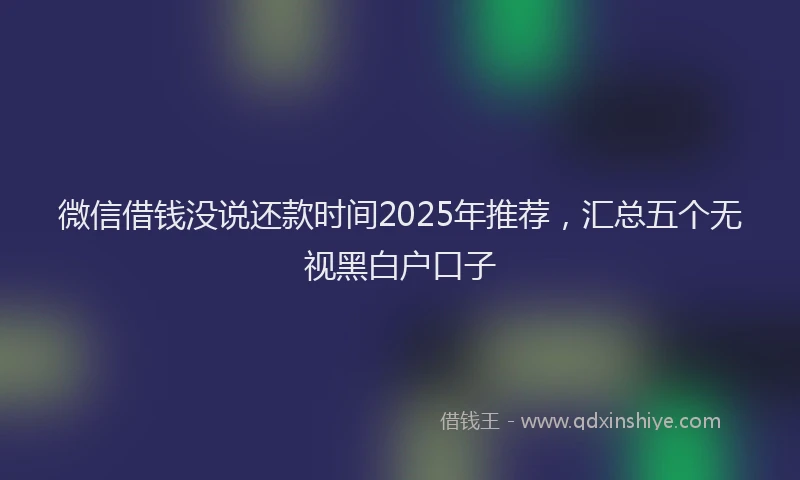 微信借钱没说还款时间2025年推荐，汇总五个无视黑白户口子