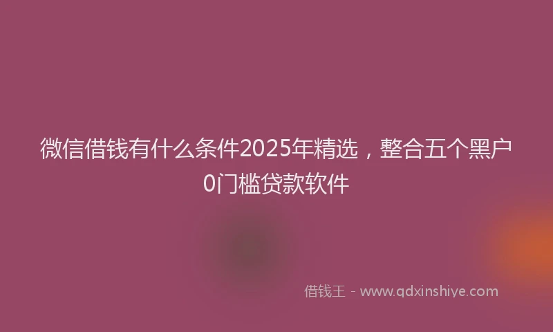 微信借钱有什么条件2025年精选，整合五个黑户0门槛贷款软件