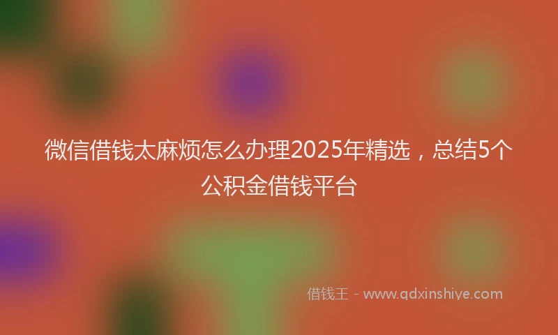 微信借钱太麻烦怎么办理2025年精选，总结5个公积金借钱平台