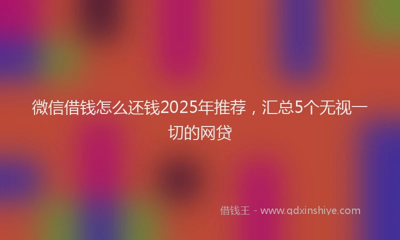 微信借钱怎么还钱2025年推荐，汇总5个无视一切的网贷