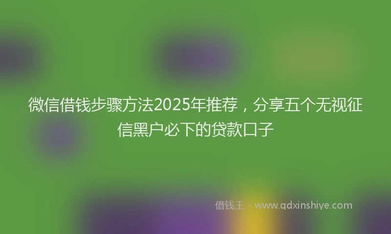 微信借钱步骤方法2025年推荐，分享五个无视征信黑户必下的贷款口子