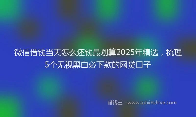 微信借钱当天怎么还钱最划算2025年精选，梳理5个无视黑白必下款的网贷口子