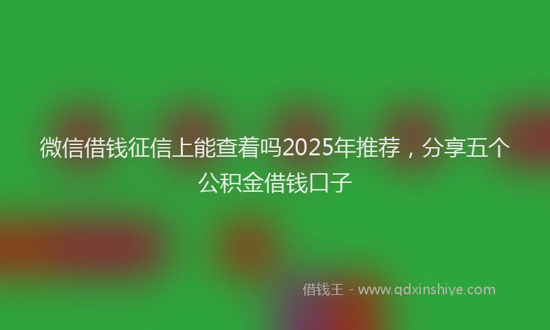 微信借钱征信上能查着吗2025年推荐，分享五个公积金借钱口子