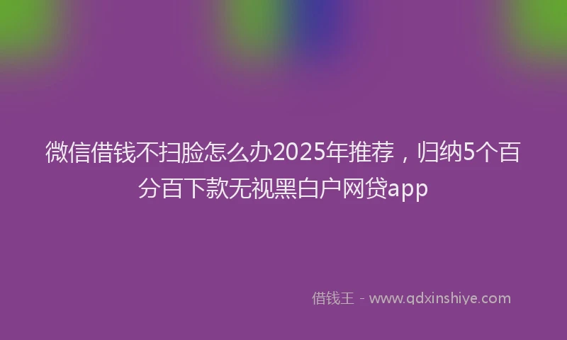 微信借钱不扫脸怎么办2025年推荐，归纳5个百分百下款无视黑白户网贷app