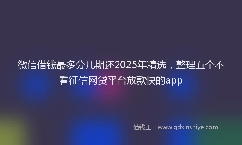 微信借钱最多分几期还2025年精选，整理五个不看征信网贷平台放款快的app