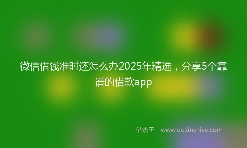 微信借钱准时还怎么办2025年精选，分享5个靠谱的借款app