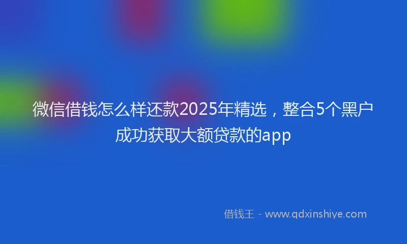 微信借钱怎么样还款2025年精选，整合5个黑户成功获取大额贷款的app