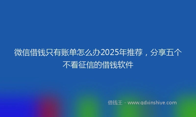 微信借钱只有账单怎么办2025年推荐，分享五个不看征信的借钱软件