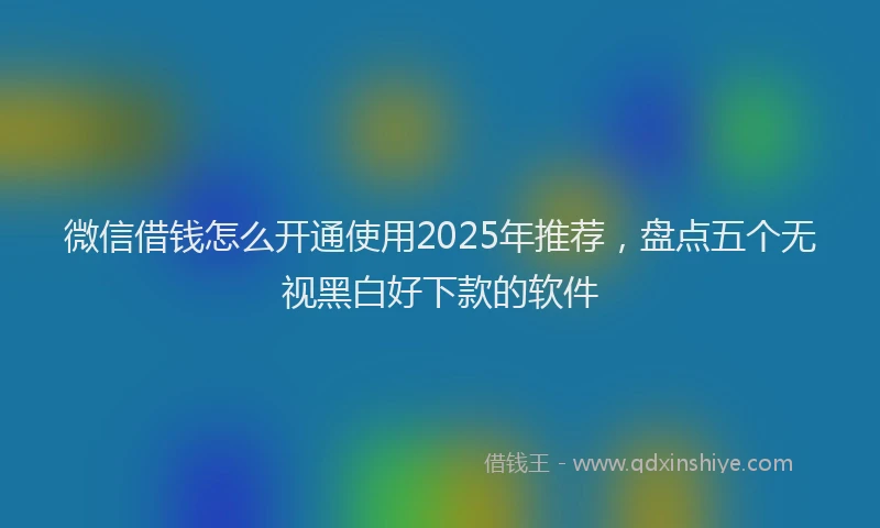 微信借钱怎么开通使用2025年推荐，盘点五个无视黑白好下款的软件